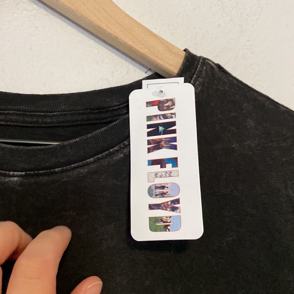 NWT Pink Lloyd Dark Side of the Moon Acid Wash Tie Dye Tee T-Shirt Black Kids - Picture 4 of 5